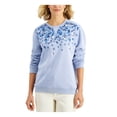 thumbnail image 1 of KAREN SCOTT SPORT Womens Blue Fleece Ribbed Printed Long Sleeve Crew Neck Wear To Work Sweater Petites PS, 1 of 1