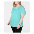 thumbnail image 1 of KAREN SCOTT Womens Aqua Short Sleeve Scoop Neck T-Shirt Plus Size: 0X, 1 of 2