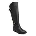 thumbnail image 1 of KAREN SCOTT Womens Black Buckle Accent Asymmetrical  Wide Calf Cushioned Goring Leandraa Almond Toe Block Heel Zip-Up Riding Boot 9.5 M, 1 of 4