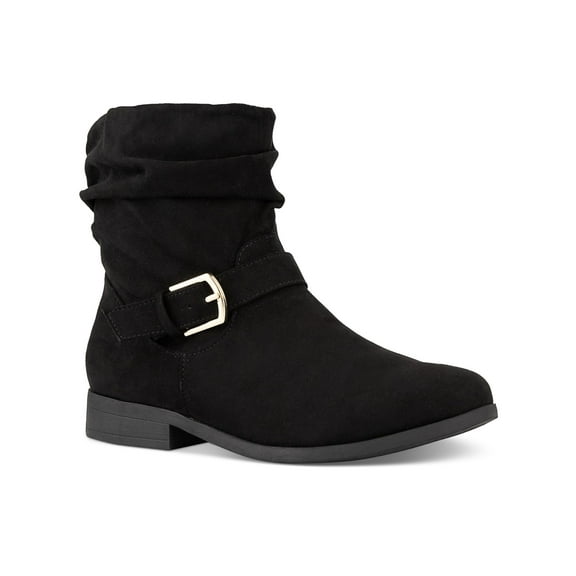 KAREN SCOTT Womens Black Buckle Accent Comfort Clarett Round Toe Block Heel Zip-Up Slouch Boot 10 M