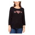 thumbnail image 1 of KAREN SCOTT Womens Black Cotton Relaxed Fit 3/4 Sleeve Scoop Neck Top M, 1 of 4