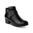 thumbnail image 1 of KAREN SCOTT Womens Black Croco Embossed Crisscross Straps Buckle Accent Francess Almond Toe Block Heel Zip-Up Booties 11 M, 1 of 4