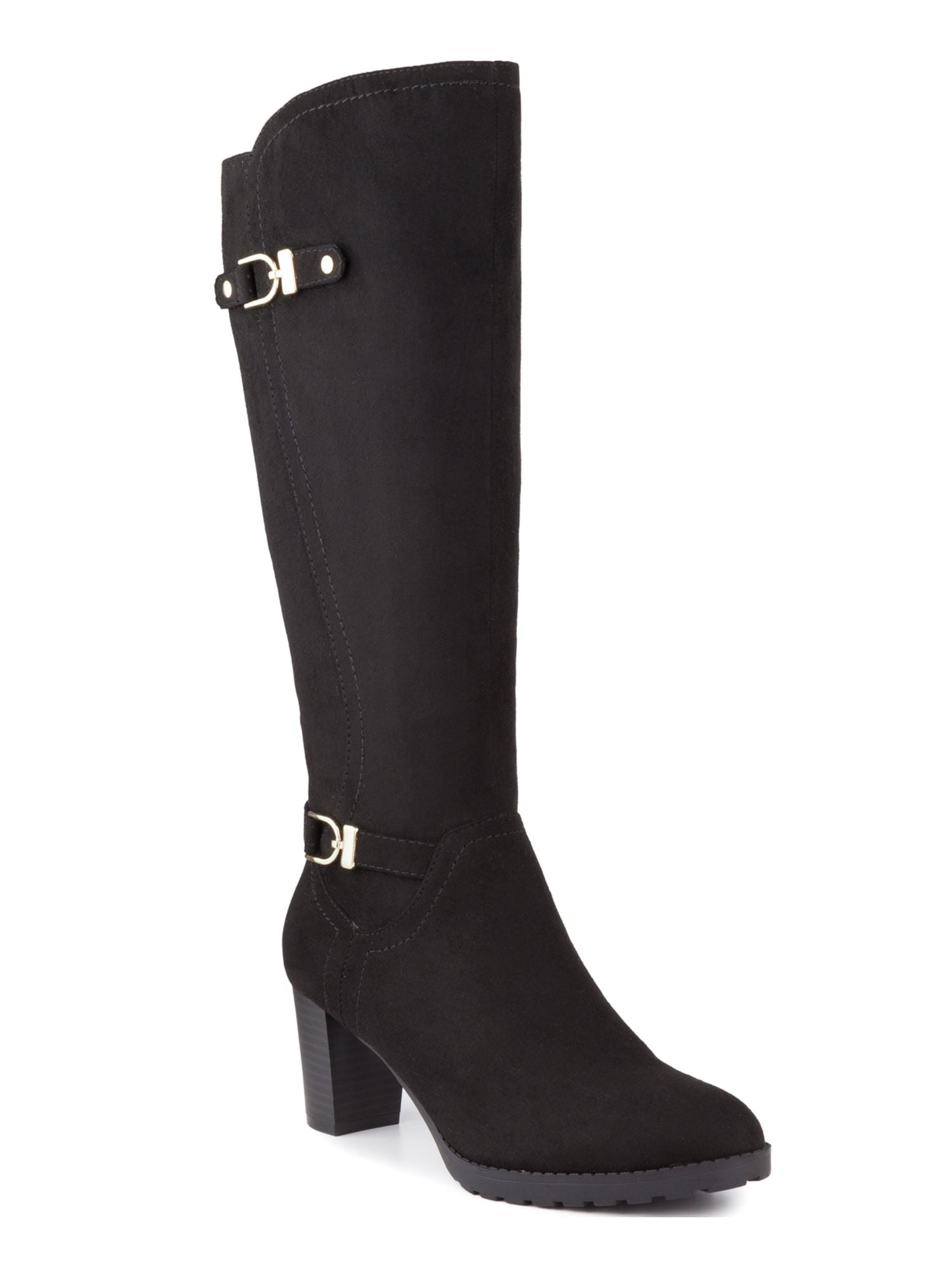 Bandolino Women's Metal Heel Accent Buckle Accent Cushioned Bilya Almond Toe Block Heel Zip up Leather Heeled Boots Green Size 9.5 M