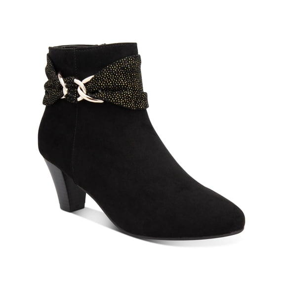 KAREN SCOTT Womens Black Embellished Comfort Casee Almond Toe Cone Heel Zip-Up Booties 5.5 M