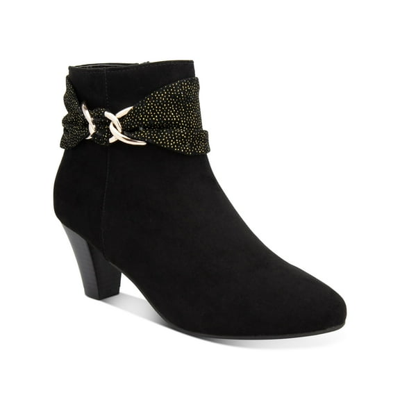 KAREN SCOTT Womens Black Embellished Comfort Casee Almond Toe Cone Heel Zip-Up Booties 8.5 M