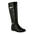 thumbnail image 1 of KAREN SCOTT Womens Black Goring Padded Buckle Accent Edenn Almond Toe Block Heel Zip-Up Riding Boot 5 M, 1 of 1