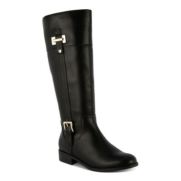 KAREN SCOTT Womens Black Goring Padded Buckle Accent Edenn Almond Toe Block Heel Zip-Up Riding Boot 5 M