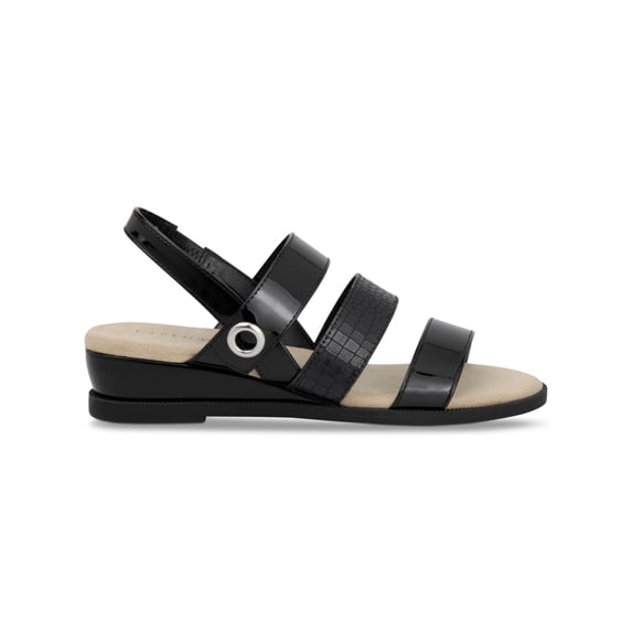 KAREN SCOTT Womens Black Hardware Detail Cushioned Xeena Round Toe Wedge Slip On Slingback Sandal 9.5 M