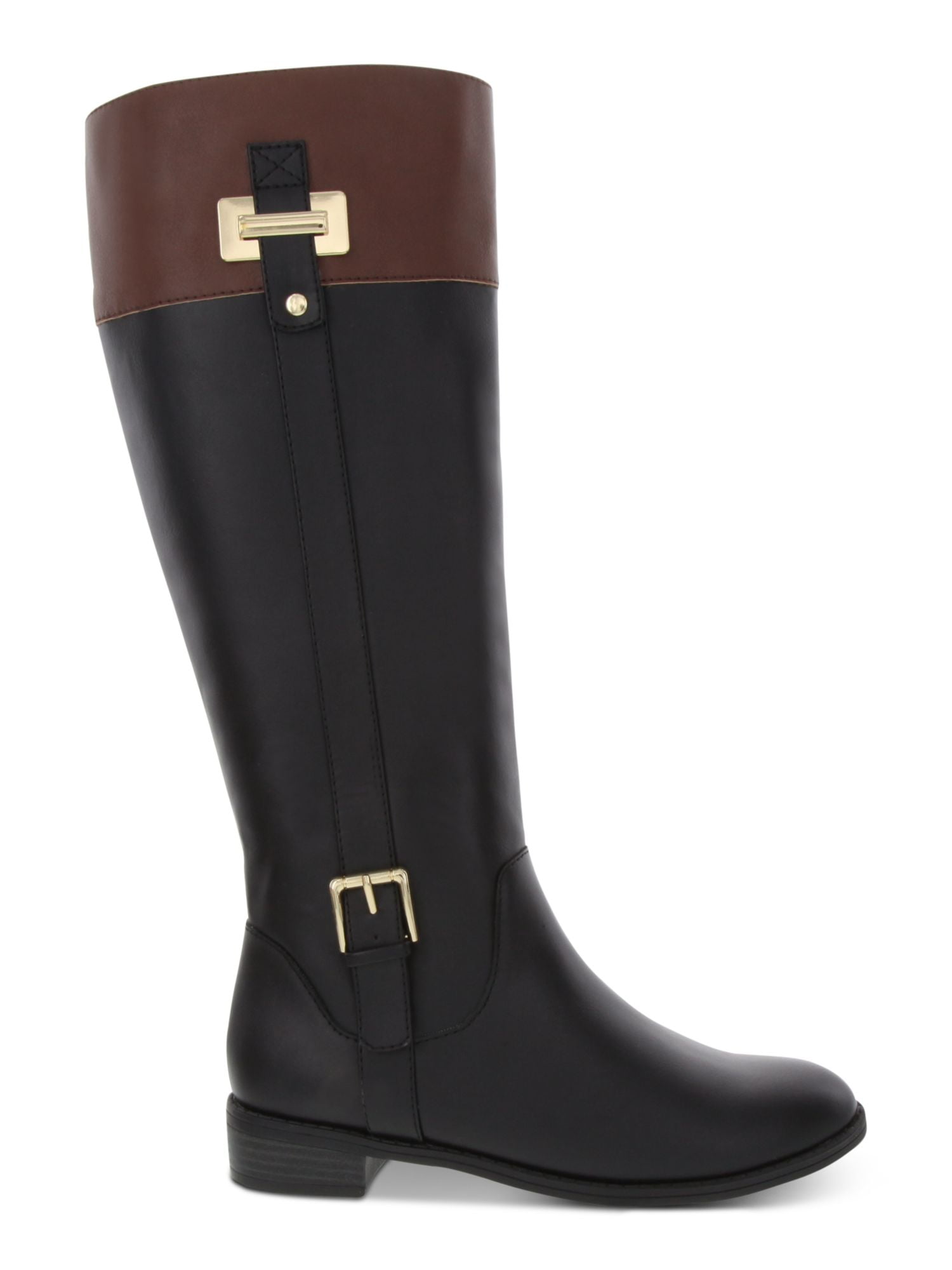 NATURALIZER Womens Chocolate Brown Padded Buckle Accent Non-Slip Gloriah Round Toe Block Heel Zip-Up Moto M