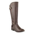thumbnail image 1 of KAREN SCOTT Womens Brown Crocodile Buckle Accent Studded Leandraa Almond Toe Block Heel Zip-Up Riding Boot 7 M, 1 of 4