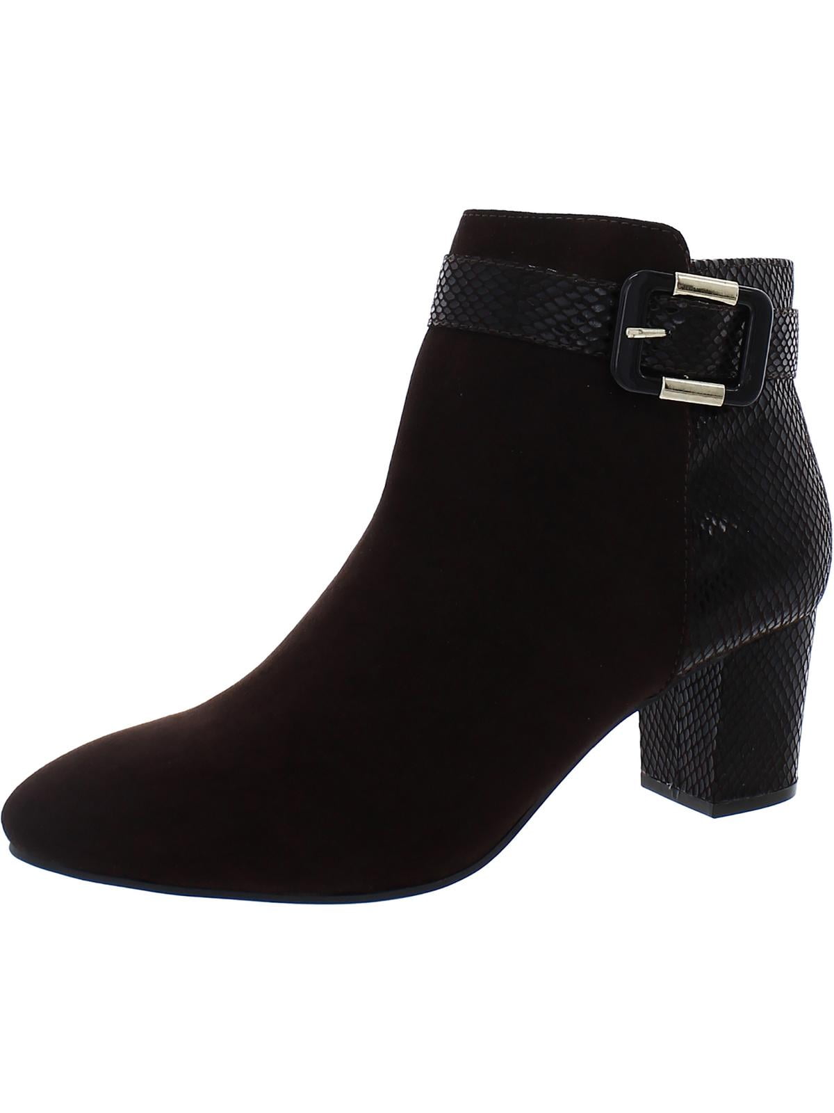 JOURNEE COLLECTION Womens Brown Tassel Braided Buckle Accent Jezebel Almond Toe Wedge Zip-Up Riding Boot M