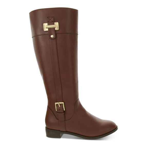 KAREN SCOTT Womens Brown Studded Hardware Cushioned Buckle Accent Deliee2 Round Toe Block Heel Zip-Up Riding Boot 10.5 M