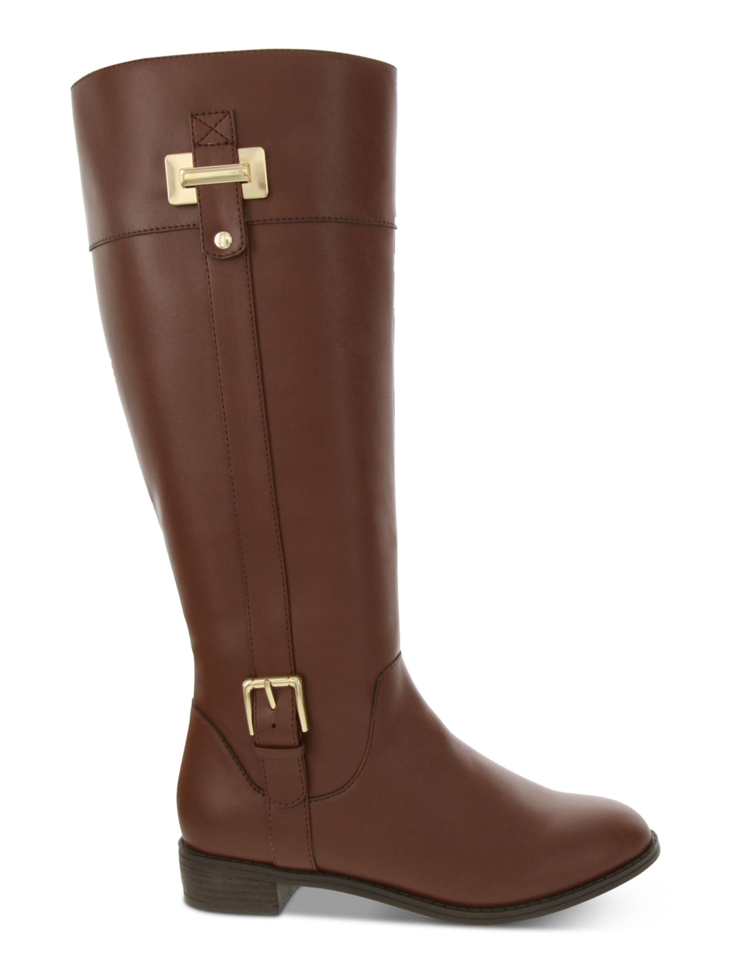 ANNE KLEIN Womens Brown Lug Sole Cushioned Buckle Accent Cassie Almond Toe Block Heel Zip-Up Boots Shoes M main image 0