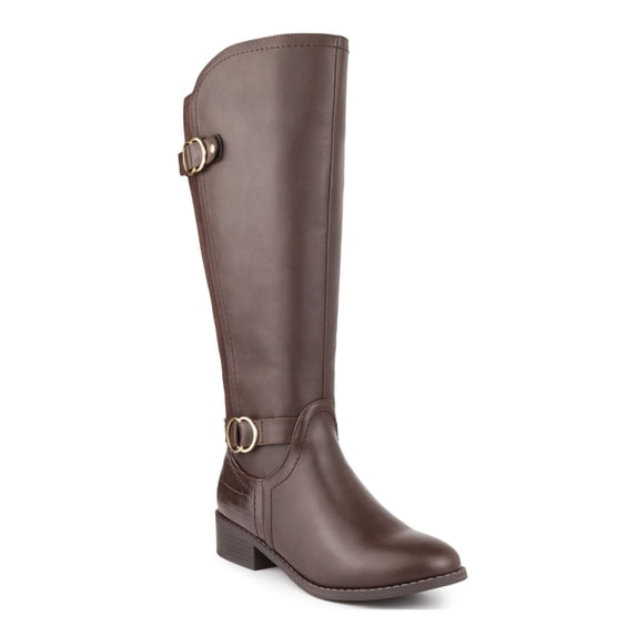 KAREN SCOTT Womens Brown Wide Calf Almond Toe Block Heel Zip-Up Riding Boot 13