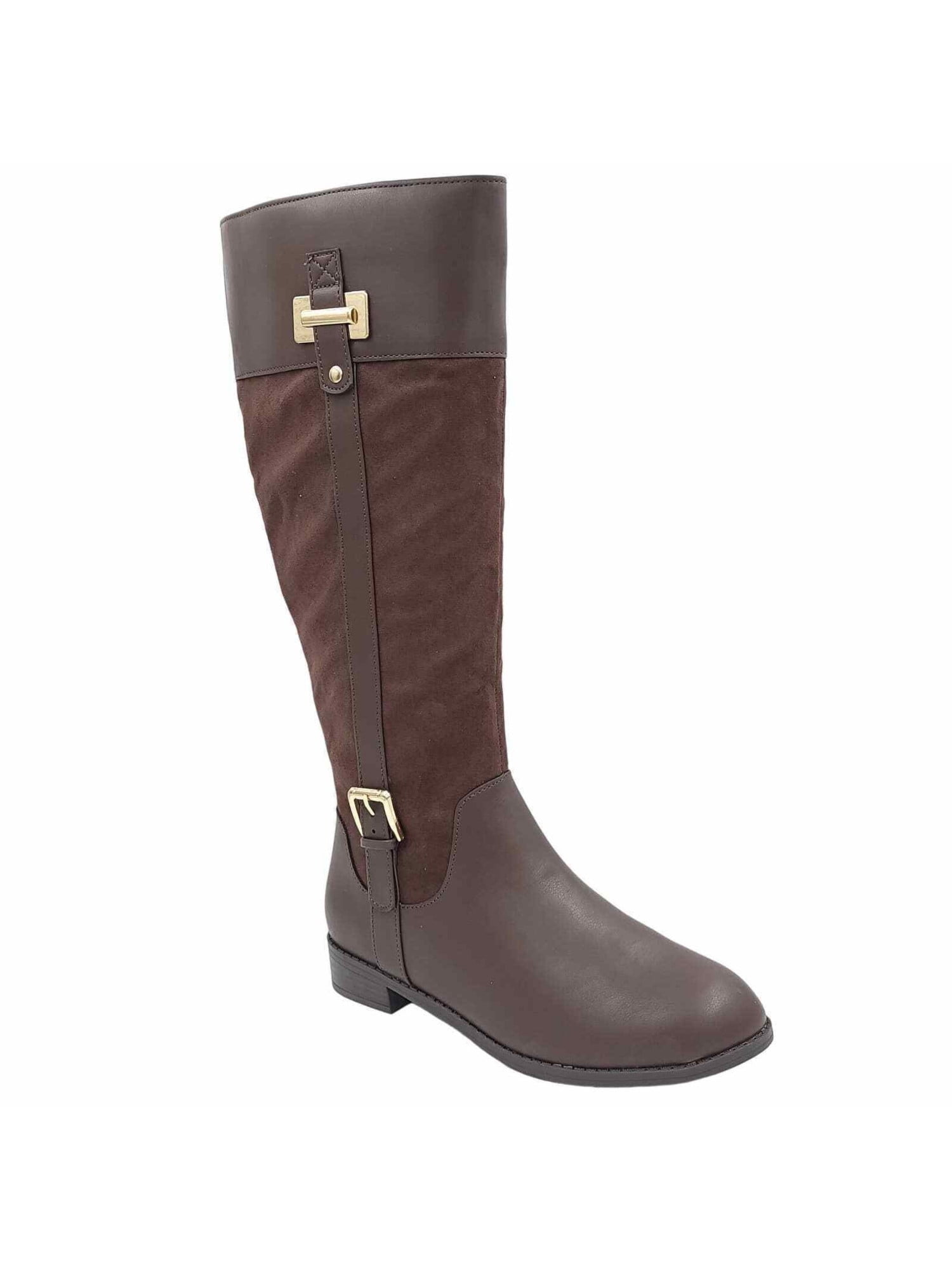 NATURALIZER Womens Black Buckle Accent Garrison Round Toe Block Heel Zip-Up Riding Boot M