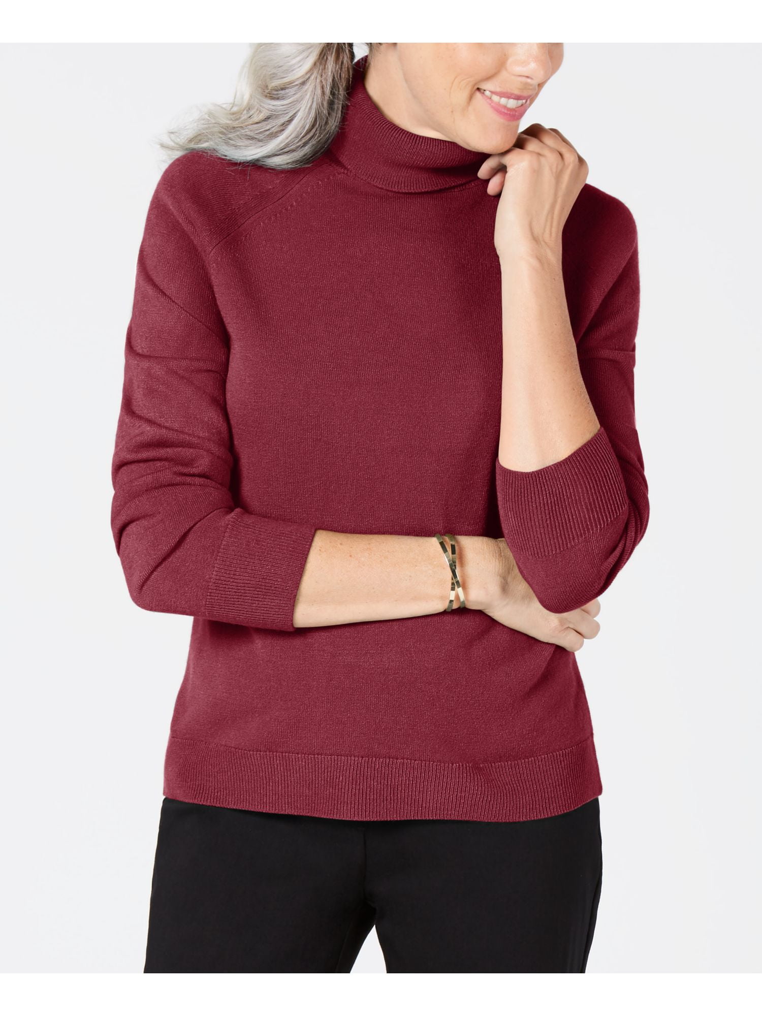 Burgundy ribbed turtleneck top