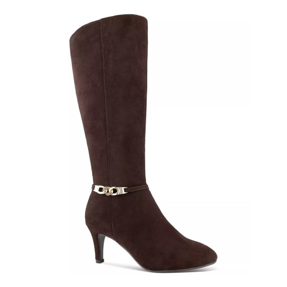 KAREN SCOTT Womens Choco Brown Chain Accent Padded Hanna Almond Toe Sculpted Heel Zip-Up Dress Boots 8 M WC