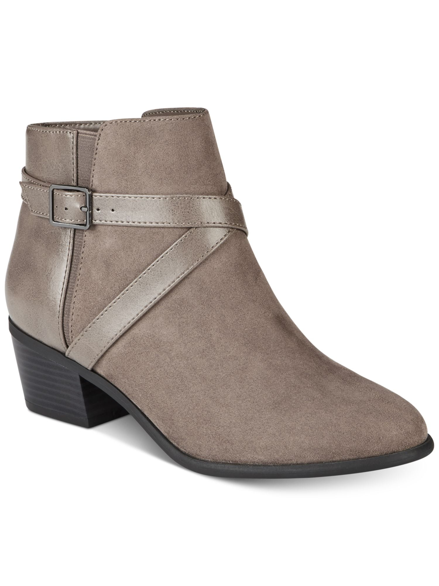 KAREN SCOTT Womens Gray Buckle Accent Falonn Round Toe Block Heel Zip ...