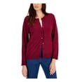 thumbnail image 1 of KAREN SCOTT Womens Maroon Cotton Blend Long Sleeve Crew Neck Wear To Work Button Up Sweater XS, 1 of 5