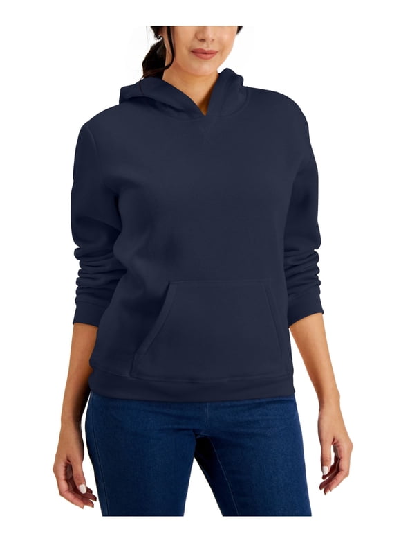 Karen Scott Womens Sport Ribbed Trim Pullover Top Blue Size X Small