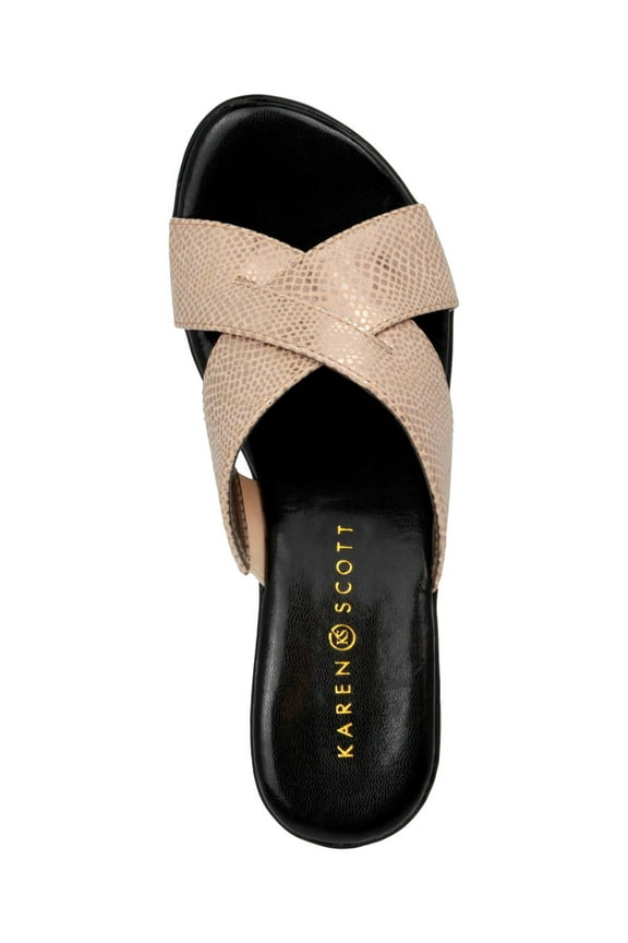 Womens Pink Crisscross Straps Comfort Petraa Almond Toe Wedge Slip On Slide Sandals Shoes 11 M