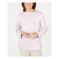 thumbnail image 1 of KAREN SCOTT Womens Pink Ribbed Printed Long Sleeve Crew Neck Blouse Petites PS, 1 of 4