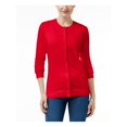 thumbnail image 1 of KAREN SCOTT Womens Red Long Sleeve Crew Neck Button Up Sweater XL, 1 of 1