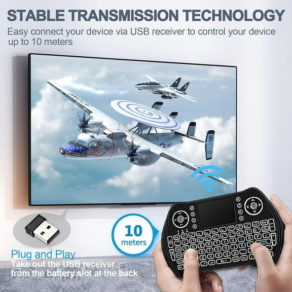 KARGJO-Easytone Backlit Mini Wireless Keyboard with Touchpad Mouse Combo Remote Control with Rechargeable Li-ion Battery and Multimedia Keys for Android TV Box HTPC PS3 Smart TV PC X-Box Linux Window