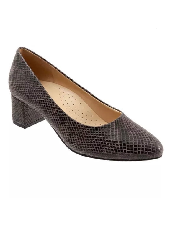 KARI Dark Gray Size 8.5WW Pointed Toe Slip On Block Heel Women's Pumps