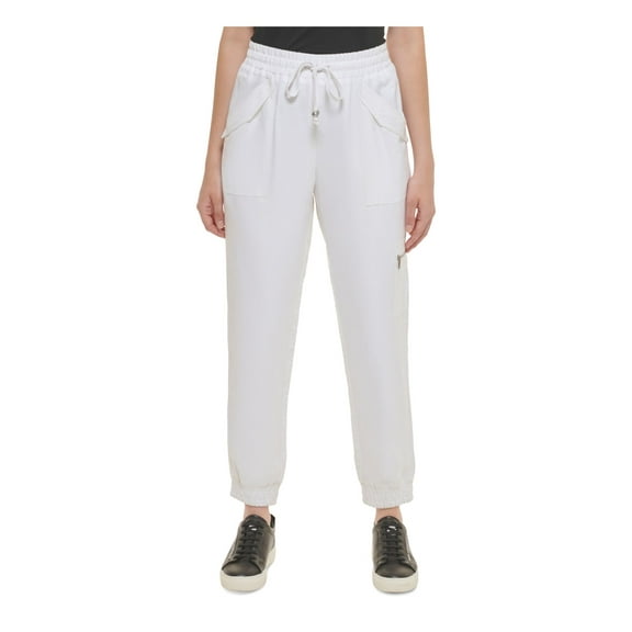 KARL LAGERFELD PARIS Womens White Pocketed Drawstring Waist Jogger Cuffed Pants XL
