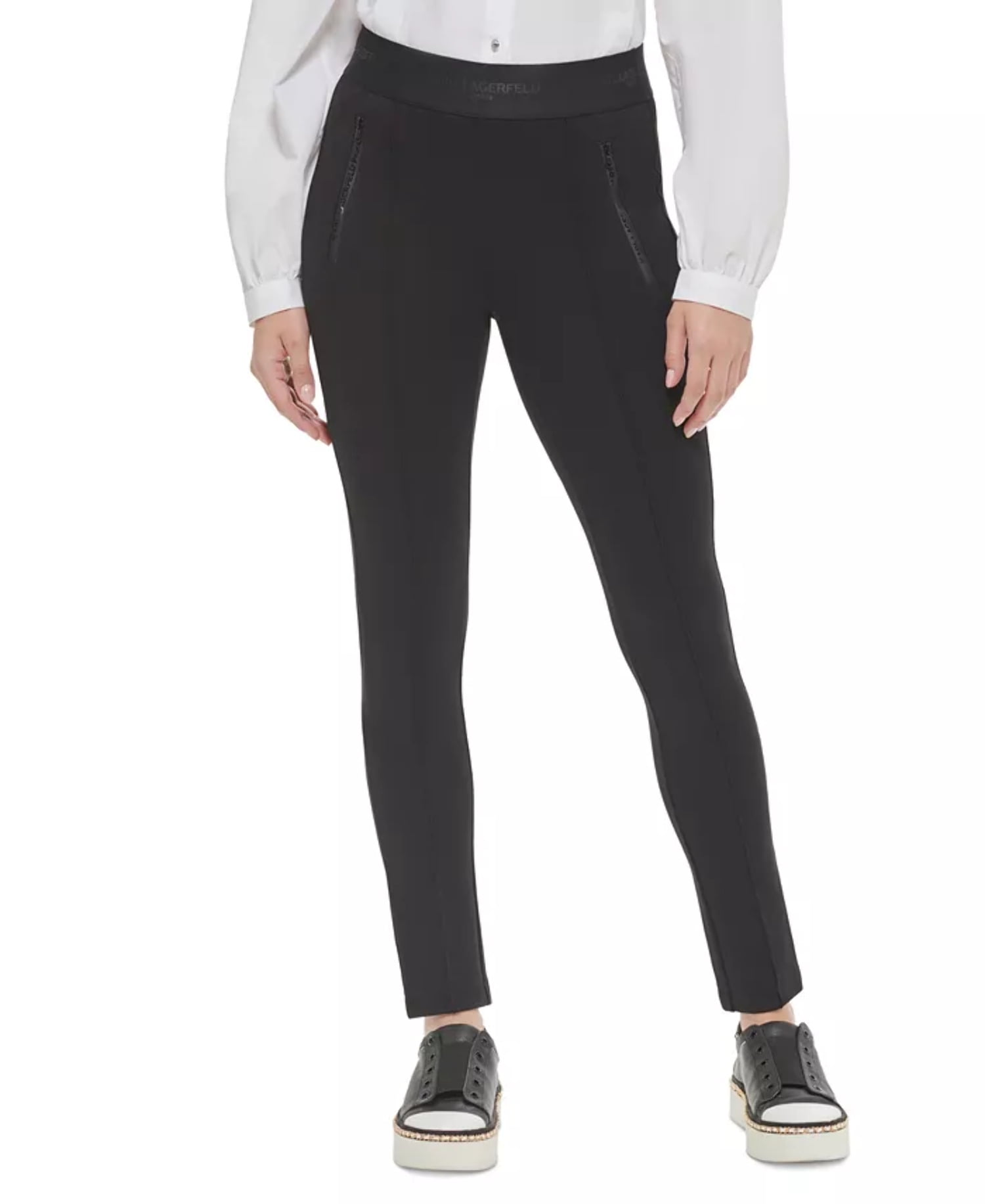 KARL LAGERFELD PARIS Zip-Detail Pull-On Pants - Walmart.com