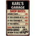 thumbnail image 1 of KARL'S Garage Shop Rates Sign Man Cave Decor Gift 8x12 Metal 108120010231, 1 of 1