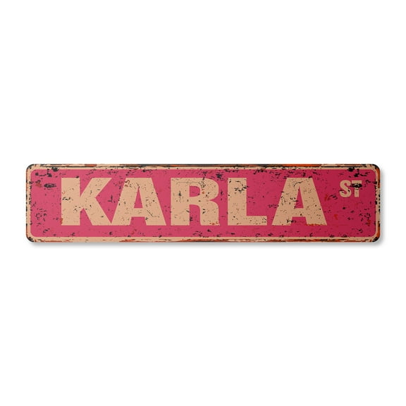 KARLA Vintage Plastic Street Sign Childrens Name Room Sign | Indoor/Outdoor |  18" Wide