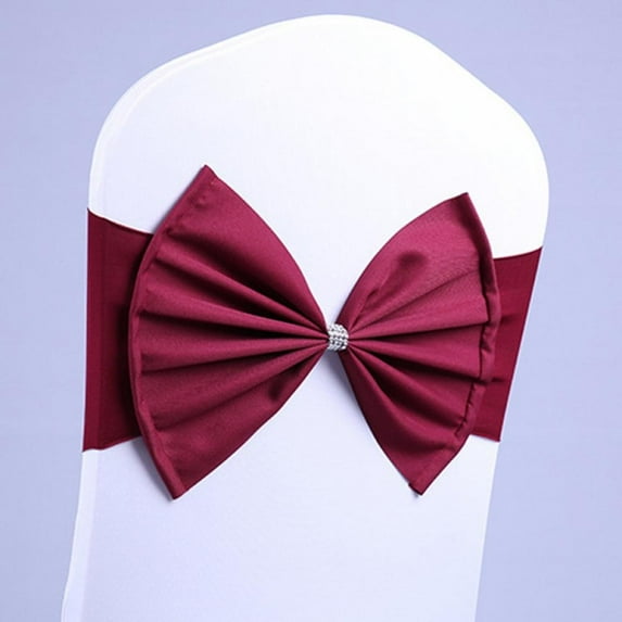KARLSITEK 10 Pcs Spandex Chair Sashes Bows for Wedding Reception- Universal Chair Cover Back Tie Supplies for Banquet, Party, Decorations