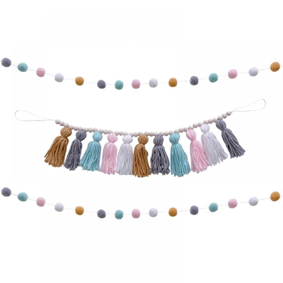 KARLSITEK Colorful Tassel Banner Decorative Wall Hanging for Home Wedding Birthday Decoration