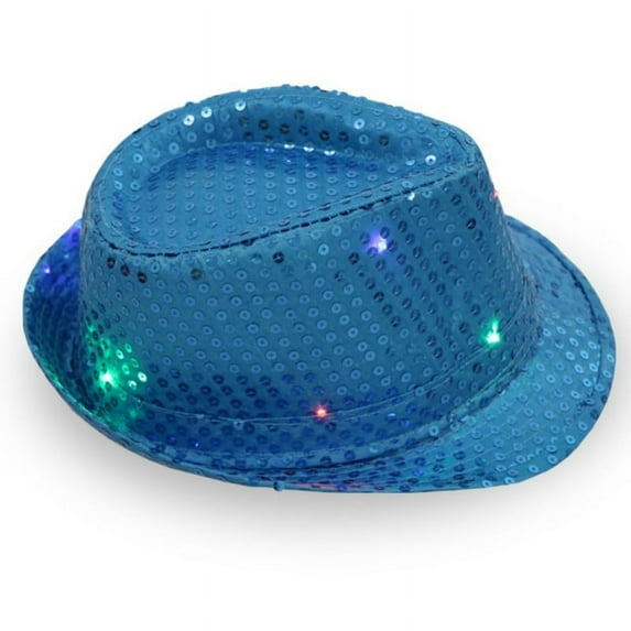 KARLSITEK Fedora Hat Jazz Hat Cap Dance Hat Glitter Sequins Flashing LED Hat for Party Hat Dress Up Costume Accessories