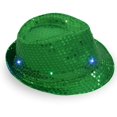 thumbnail image 1 of KARLSITEK Fedora Hat Jazz Hat Cap Dance Hat Glitter Sequins Flashing LED Hat for Party Hat Dress Up Costume Accessories, 1 of 6