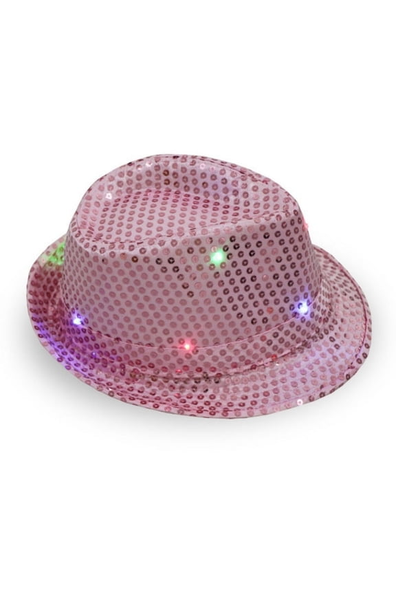 Fedora Hat Jazz Hat Cap Dance Hat Glitter Sequins Flashing LED Hat for Party Hat Dress Up Costume Accessories