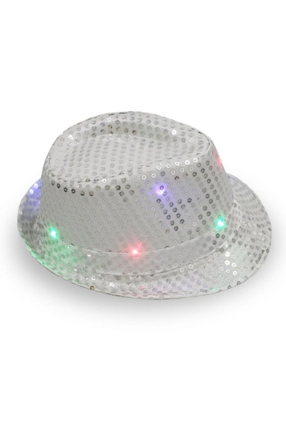Fedora Hat Jazz Hat Cap Dance Hat Glitter Sequins Flashing LED Hat for Party Hat Dress Up Costume Accessories