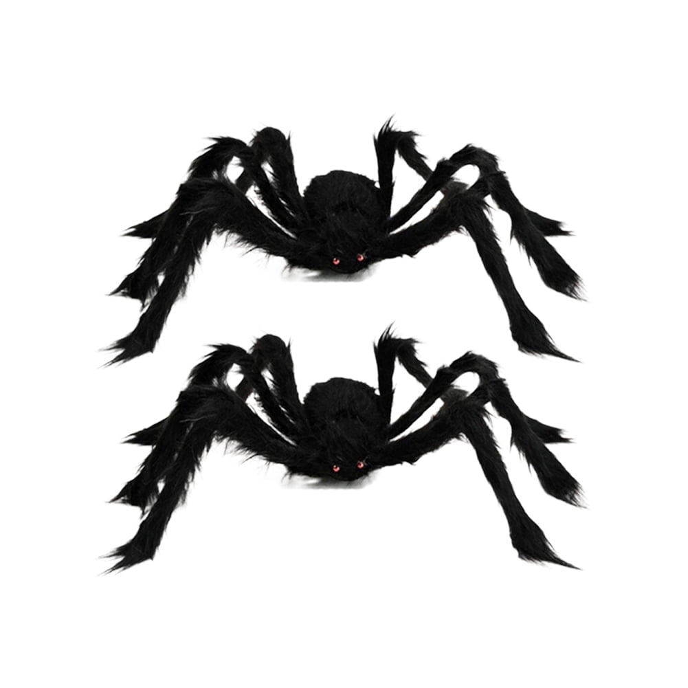 2 Pieces Halloween Plush Spiders Black Scary Artificial Spider Halloween