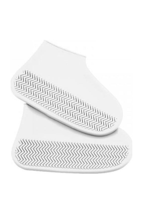 Portable Silicone Reusable Waterproof Shoes Cover Wear-Resistant Rain Boots, White
