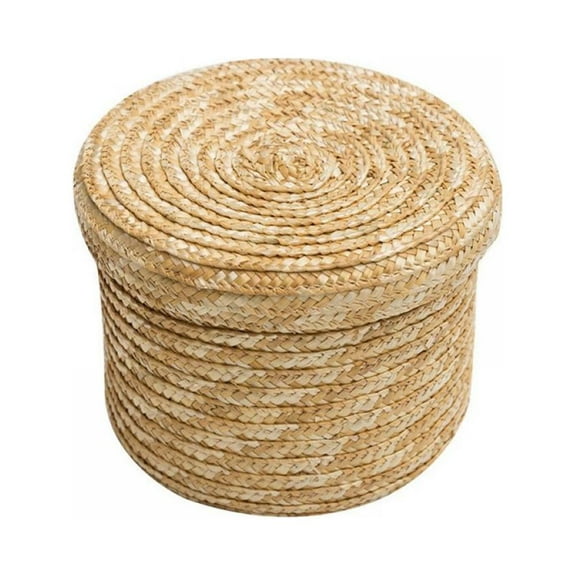 KARLSITEK Round Seagrass Storage Baskets Desktop Cosmetics Storage Box With Lids