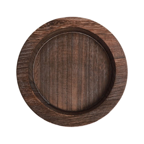 KARLSITEK Rustic Farmhouse Vintage Aged Wooden Fruit Tray, Multi-purpose Round Candle Holder for Farmhouse Kitchen Counter or Coffee Table