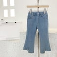 thumbnail image 1 of KARLSITEK Spring Fall Toddler Girl's Flared Jeans Elastic Waist Pants Long Trousers for 1T-7T Kids, 1 of 7