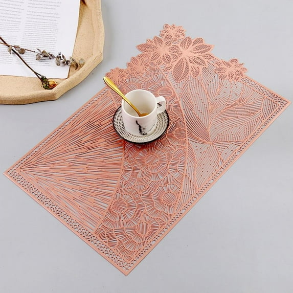 KARLSITEK Square Placemats For Dinner Table Hollow-Out PVC Place Mats For Kitchen Table Decor Wedding Table Mats