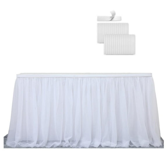 KARLSITEK Tulle Table Skirt for Rectangle or Round Table Skirt Table Cloth For Party,Wedding,Birthday Party&Home Decoration,Table Skirting