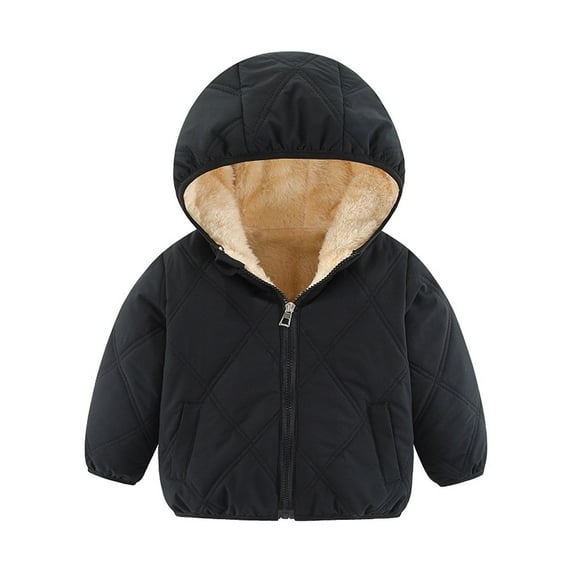 KARLSITEK Winter Toddler Girl's Hooded Down Jacket Fleece Warm Outerwear Windproof Zipper Coat for 1T-6T