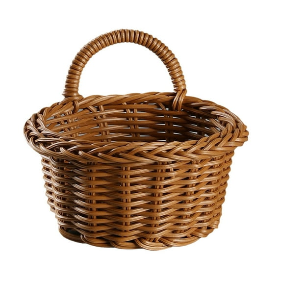 KARLSITEK Woven Wall Hanging Storage Basket Decorative Rattan Organizer Hangable Basket for Kitchen Bathroom