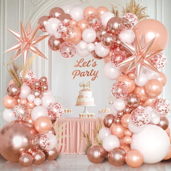 KARLURE Gold Balloons Garland Arch KKS1Kit,144pcs Metallic Gold White Balloons for Bridal Shower 2025 Graduation Decorations Bachelorette Wedding Women Birthday Girl Baby Shower Decorations