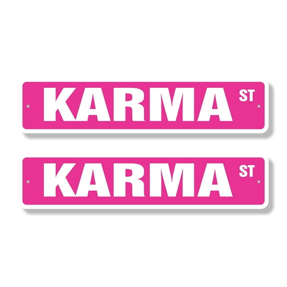 KARMA Classic Street Sign (2 Pack) Childrens Name Room Sign Road Sign | 4" X 18" Plastic Address Sign